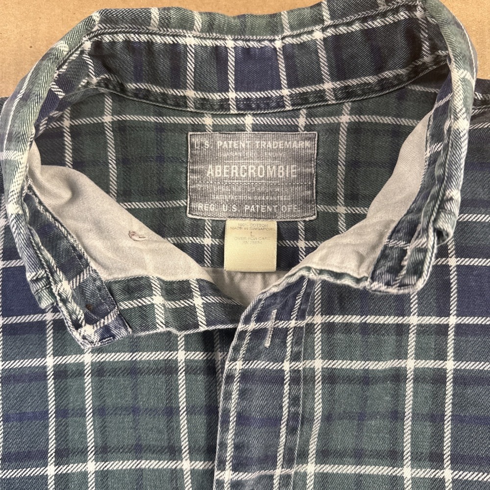 Vintage Abercrombie and Fitch 90s The Big Shirt Mens L Flannel Plaid Button Down